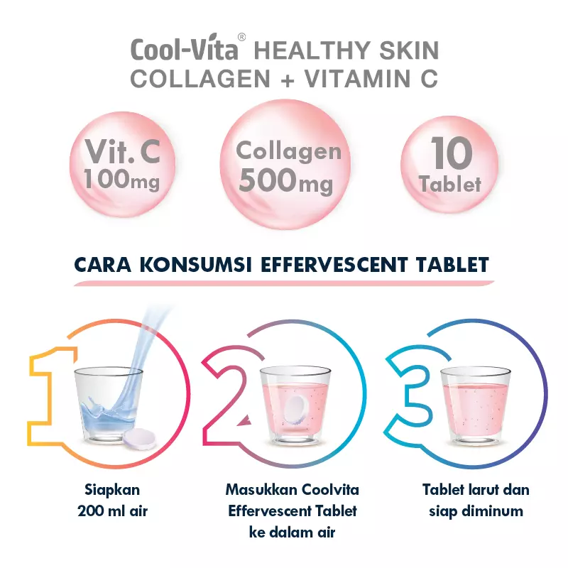 Cool-Vita Collagen Effervescent Tablet Rasa Peach (10 Tablet)